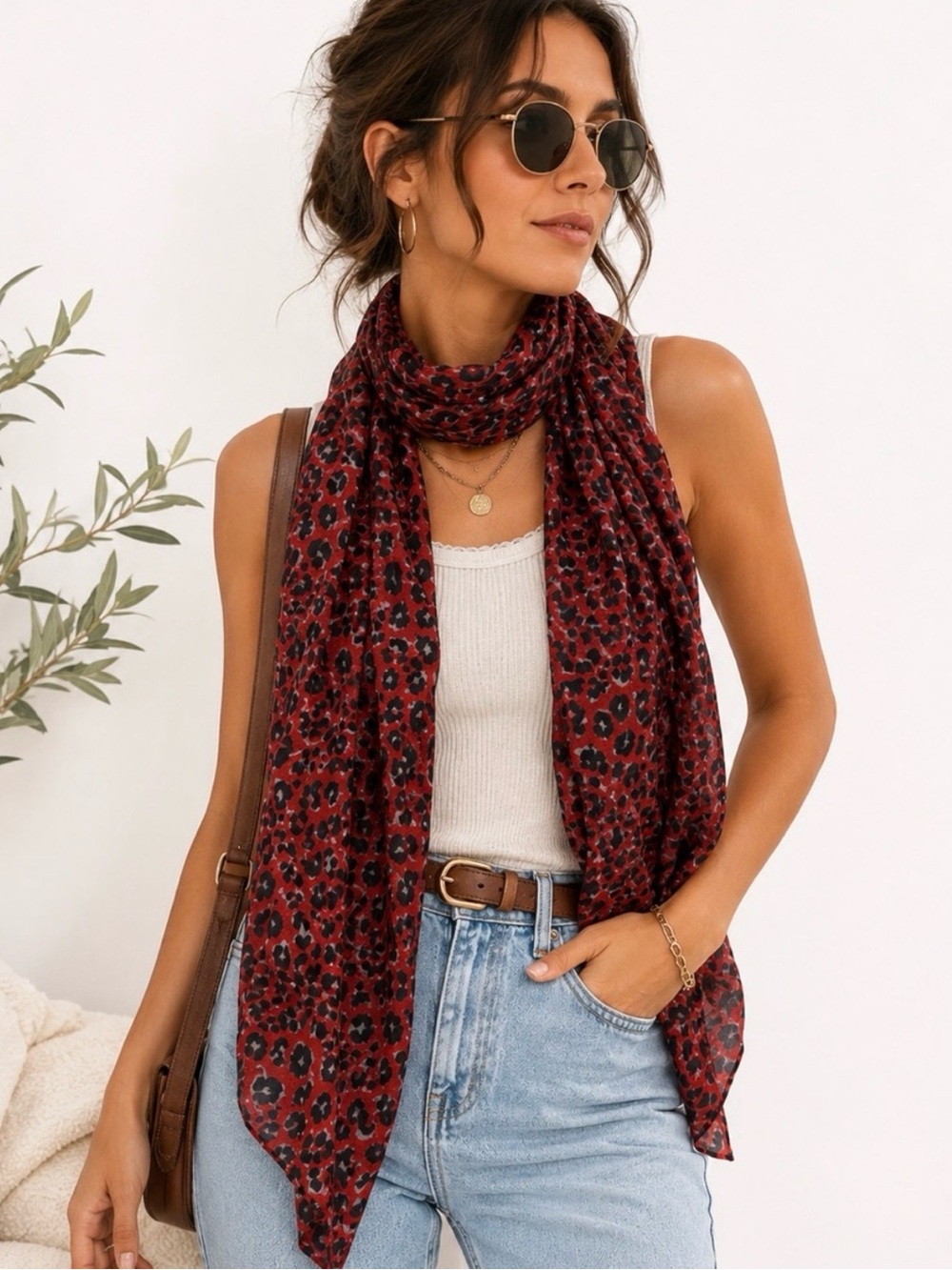 Nordstrom Leopard Print Lightweight Scarf Wrap Shawl Boho Chic